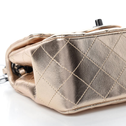 Chanel Metallic Lambskin Quilted Mini Square Flap Gold Black 6 of 11