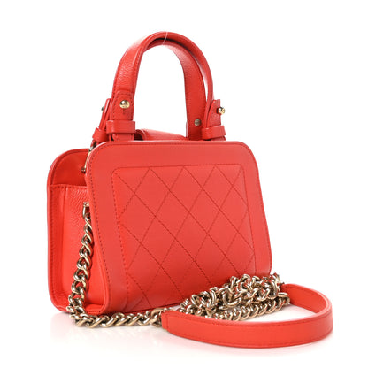 Chanel Grained Calfskin Stitched Mini Label Click Shopper Tote Red 3 of 11