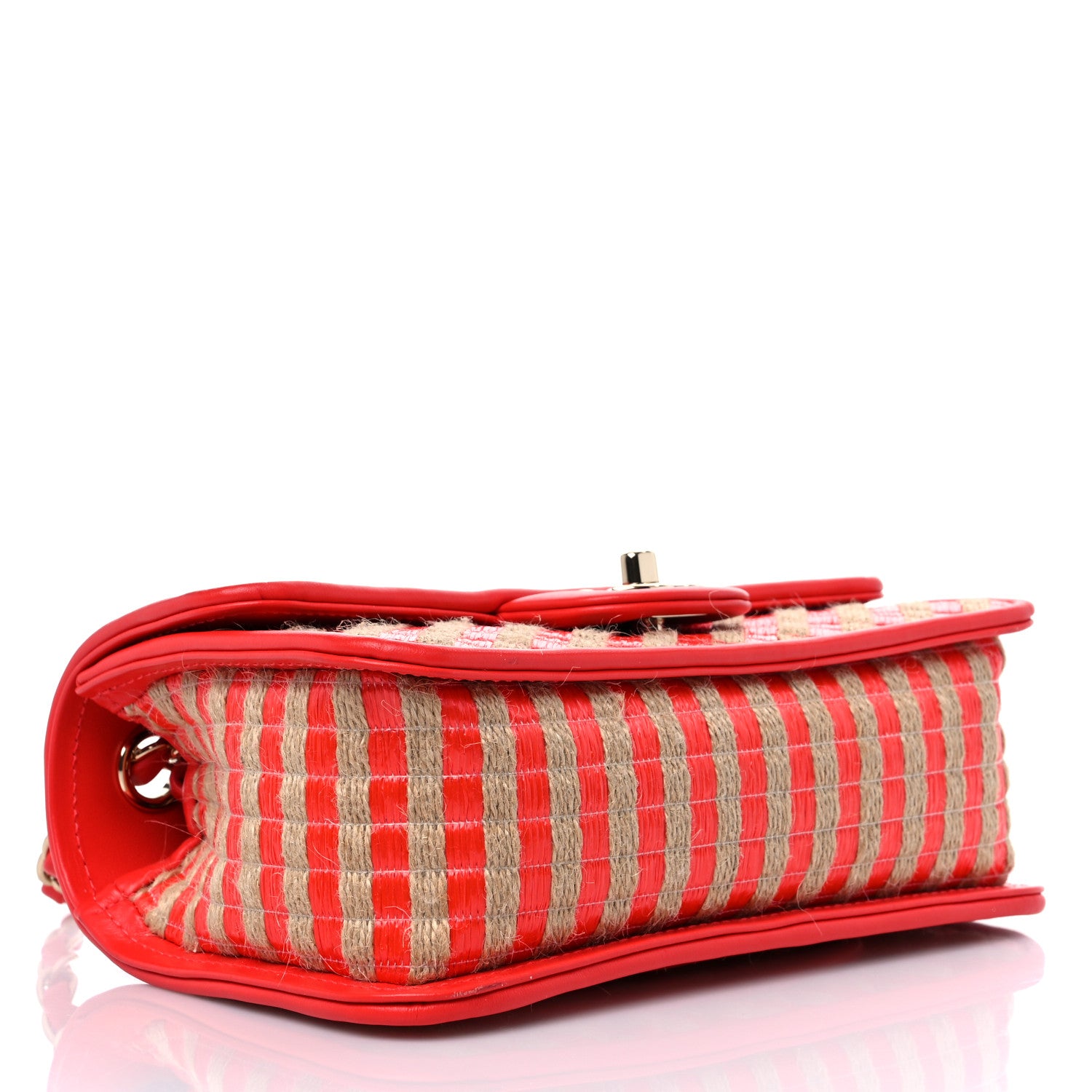 Chanel Raffia Jute Striped Small Urban Jungle Single Flap Red 4 of 10