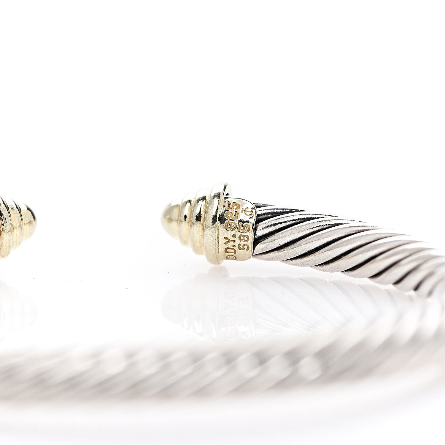 David Yurman Sterling Silver 14K Yellow Gold 5mm Cable Classics Bracelet 3 of 3
