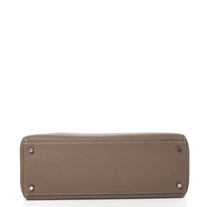 Hermes Togo Kelly Retourne Eclat 35 Etoupe Bleu Azteque 7 of 38