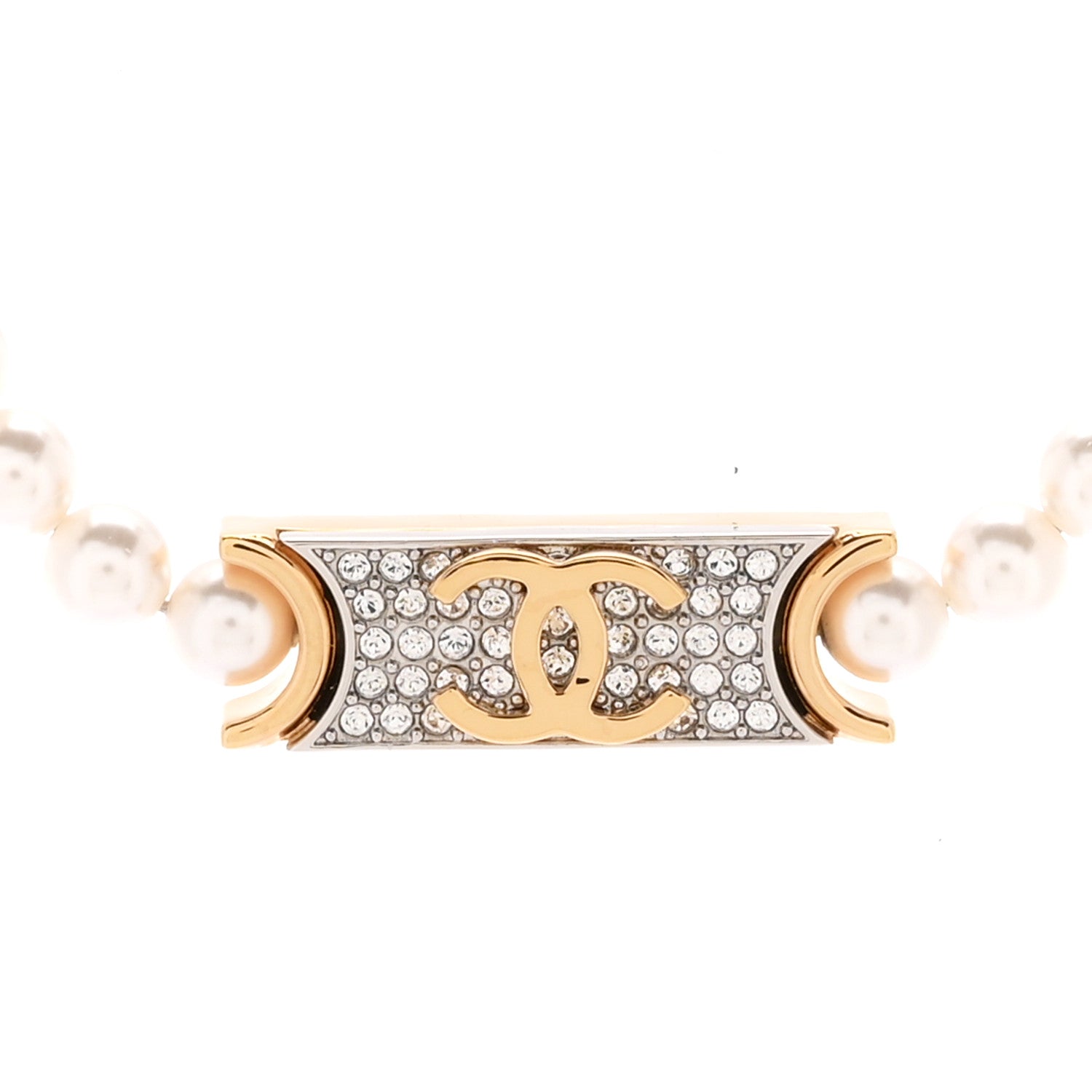 Chanel Metal Marble CC Chain Choker Necklace Gold White Gray 4 of 6