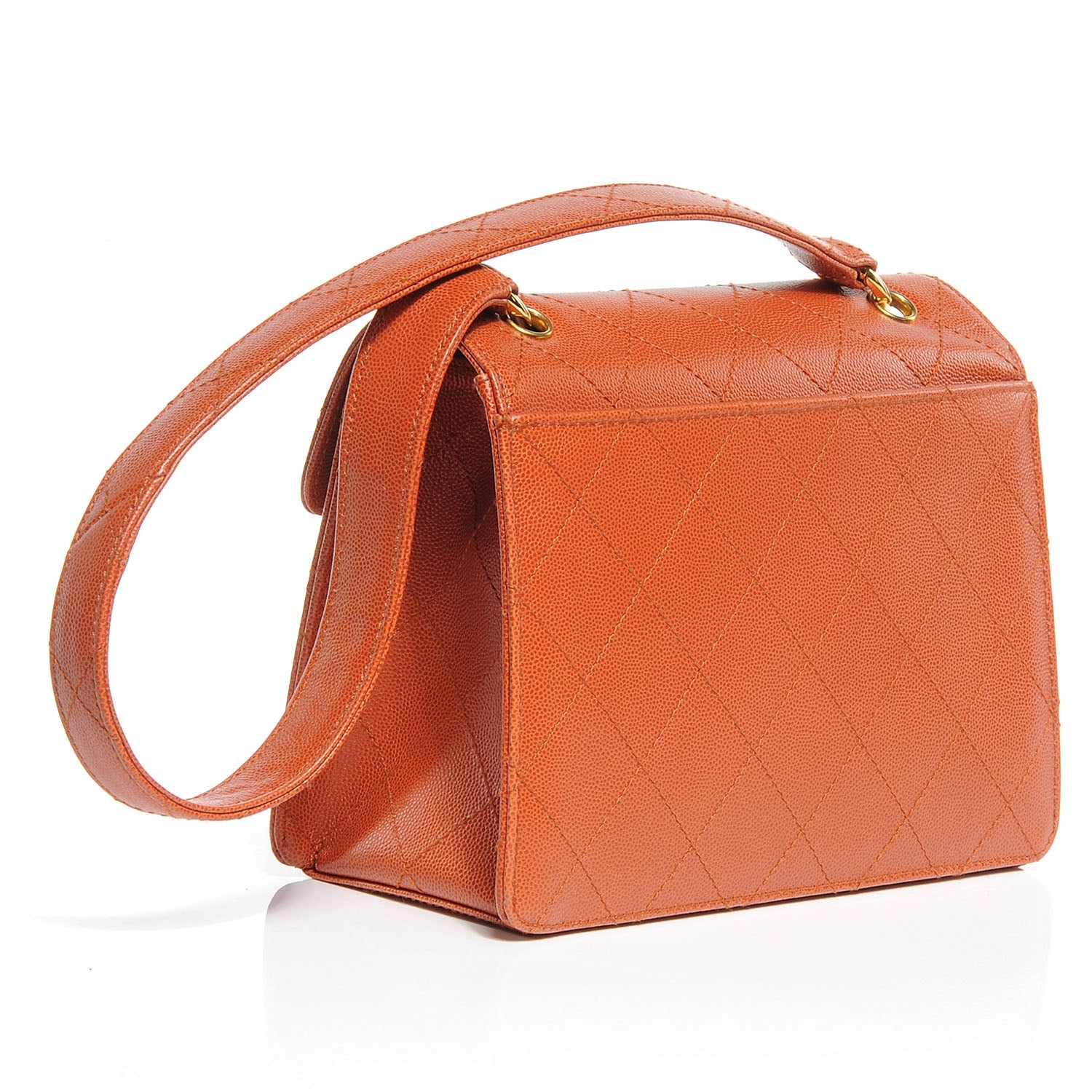 Chanel Caviar Shoulder Bag Orange 3 of 7