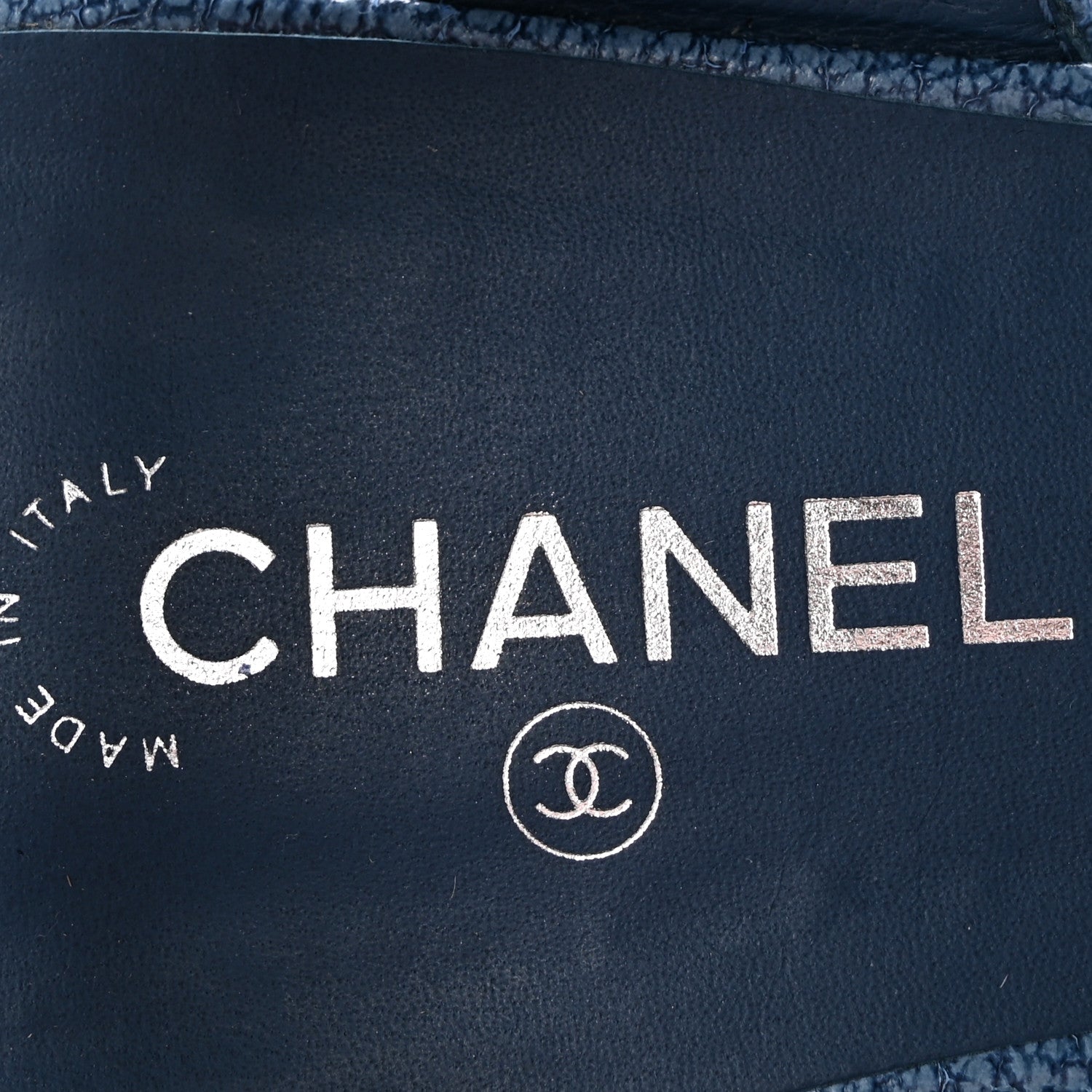 Chanel Iridescent Calfskin Logo CC Turnlock Sandals 39 Blue 8 of 10