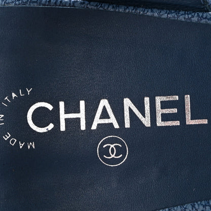 Chanel Iridescent Calfskin Logo CC Turnlock Sandals 39 Blue 8 of 10