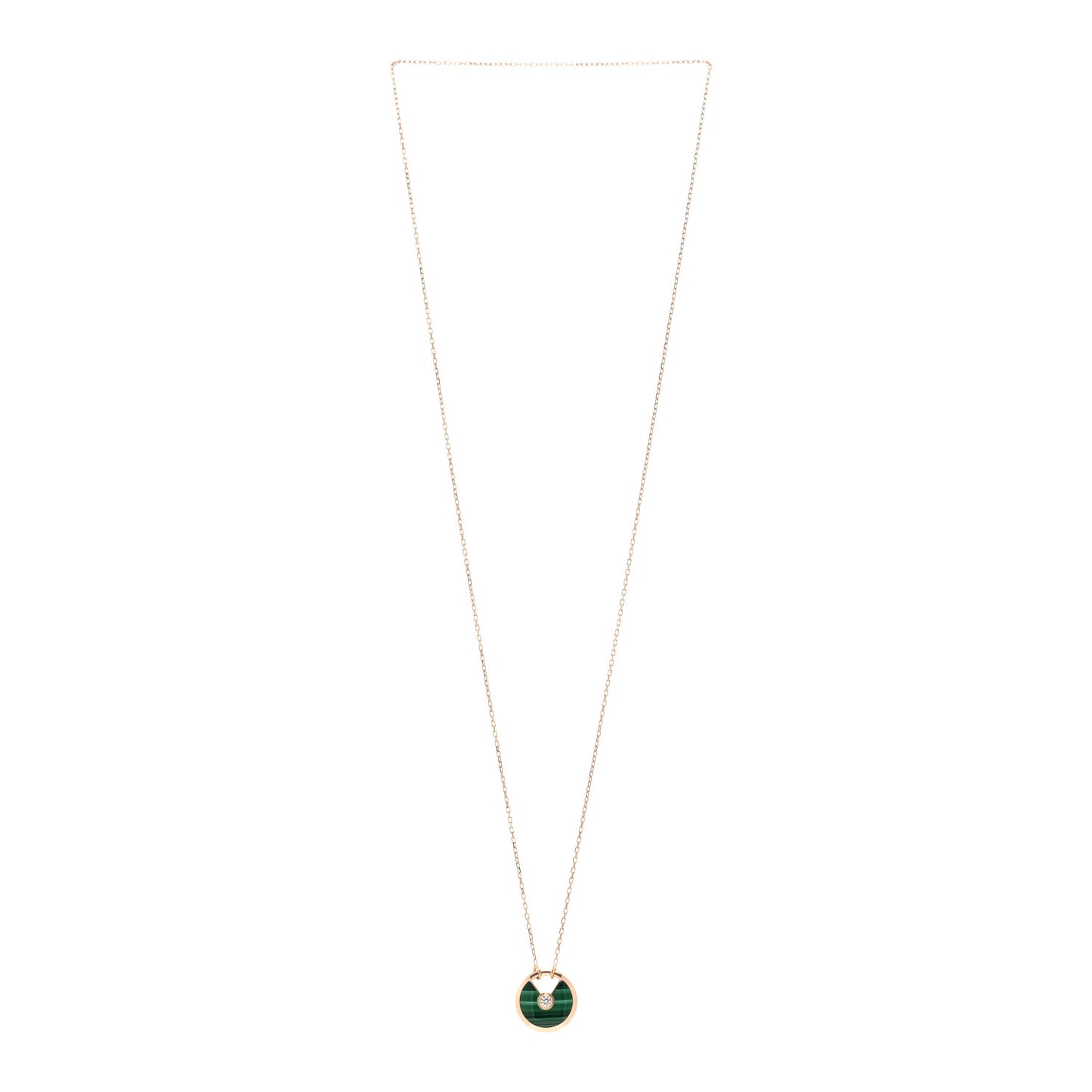 18K Pink Gold Diamond Malachite SM Amulette de Cartier Pendant Necklace