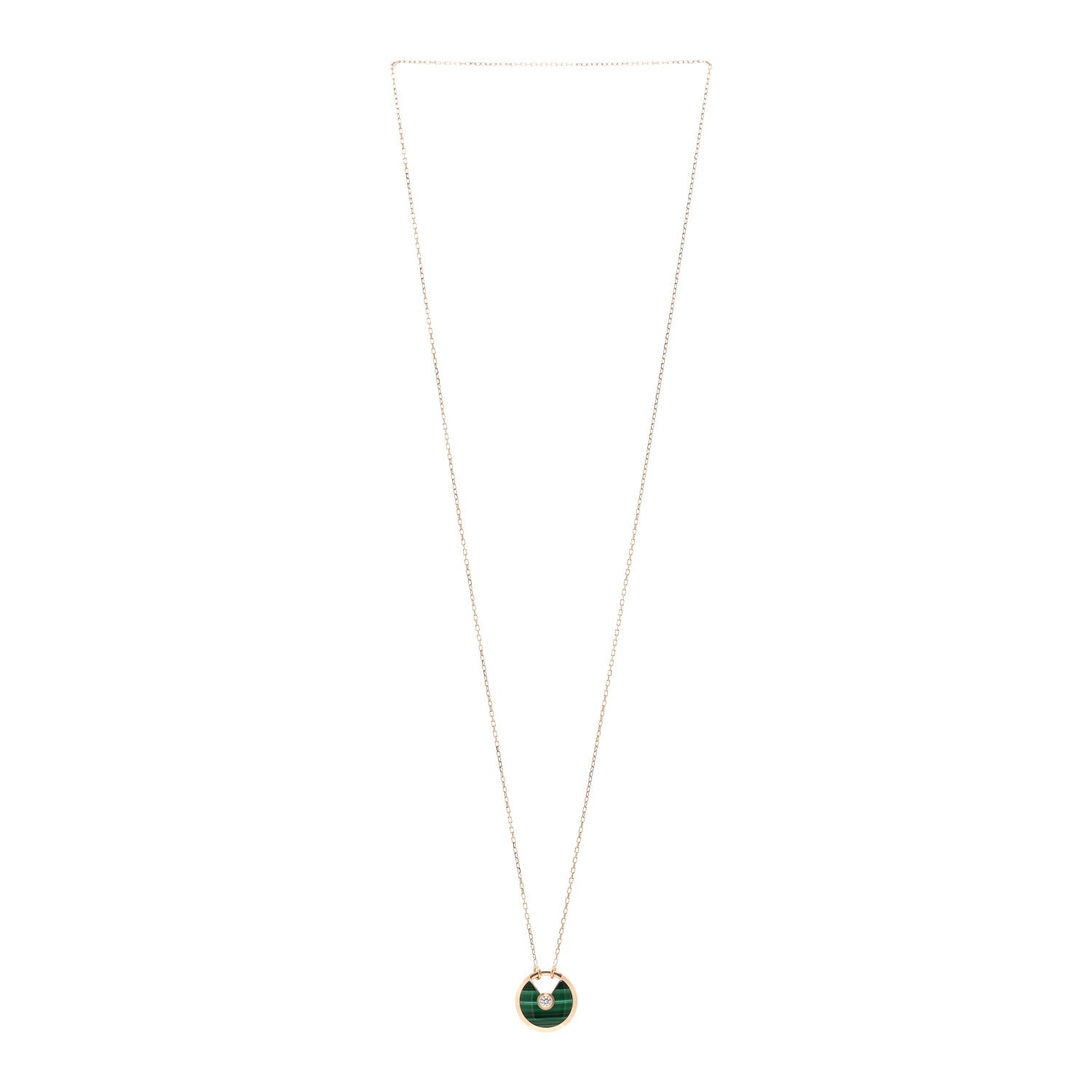 Cartier 18K Pink Gold Diamond Malachite SM Amulette de Cartier Pendant Necklace 3 of 4