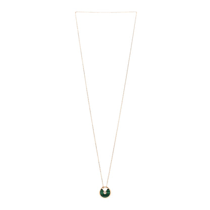 Cartier 18K Pink Gold Diamond Malachite SM Amulette de Cartier Pendant Necklace 3 of 4