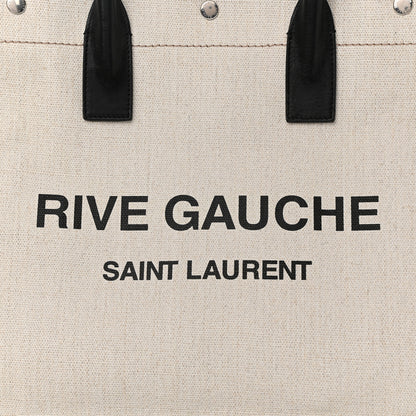 Saint Laurent Linen Calfskin Rive Gauche North South Tote Optic White 8 of 11