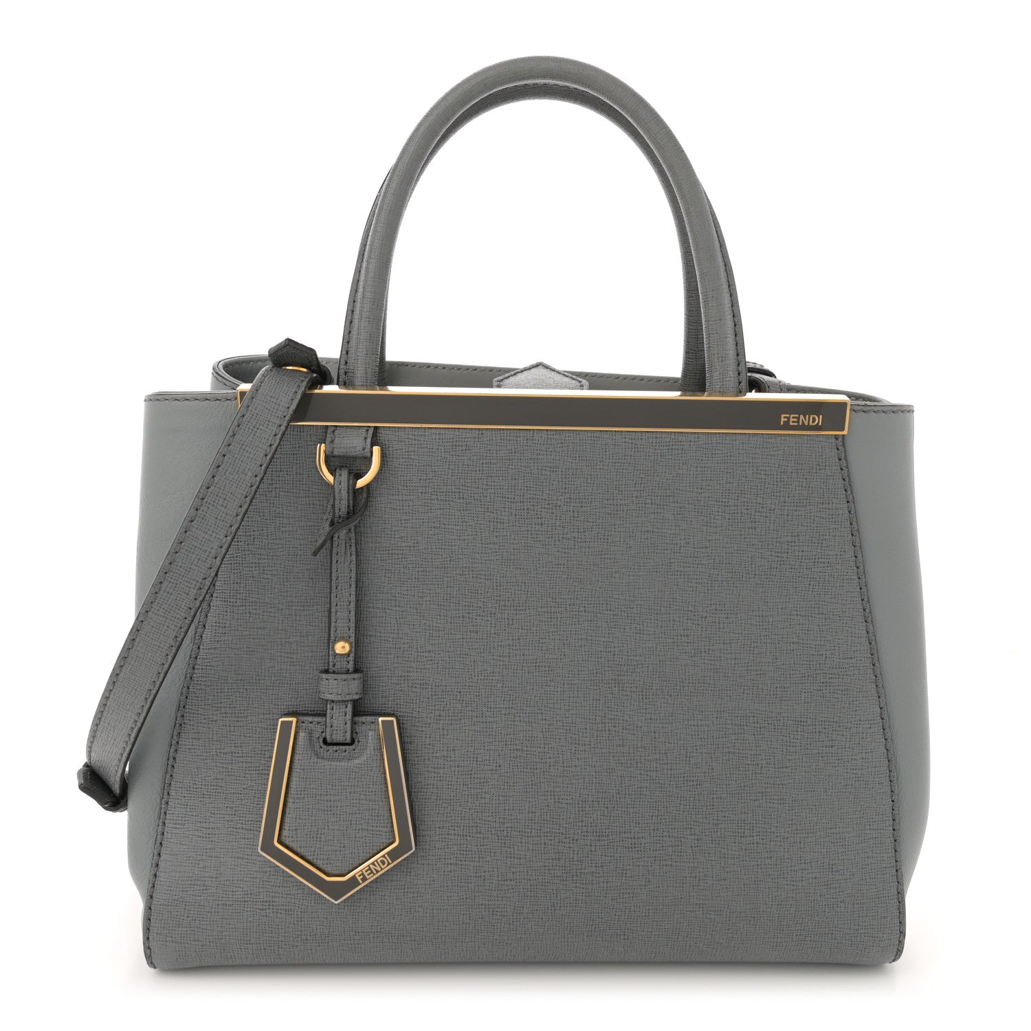 Fendi Vitello Elite Petite 2Jours Tote Grigio Grigio Chiaro 1 of 9