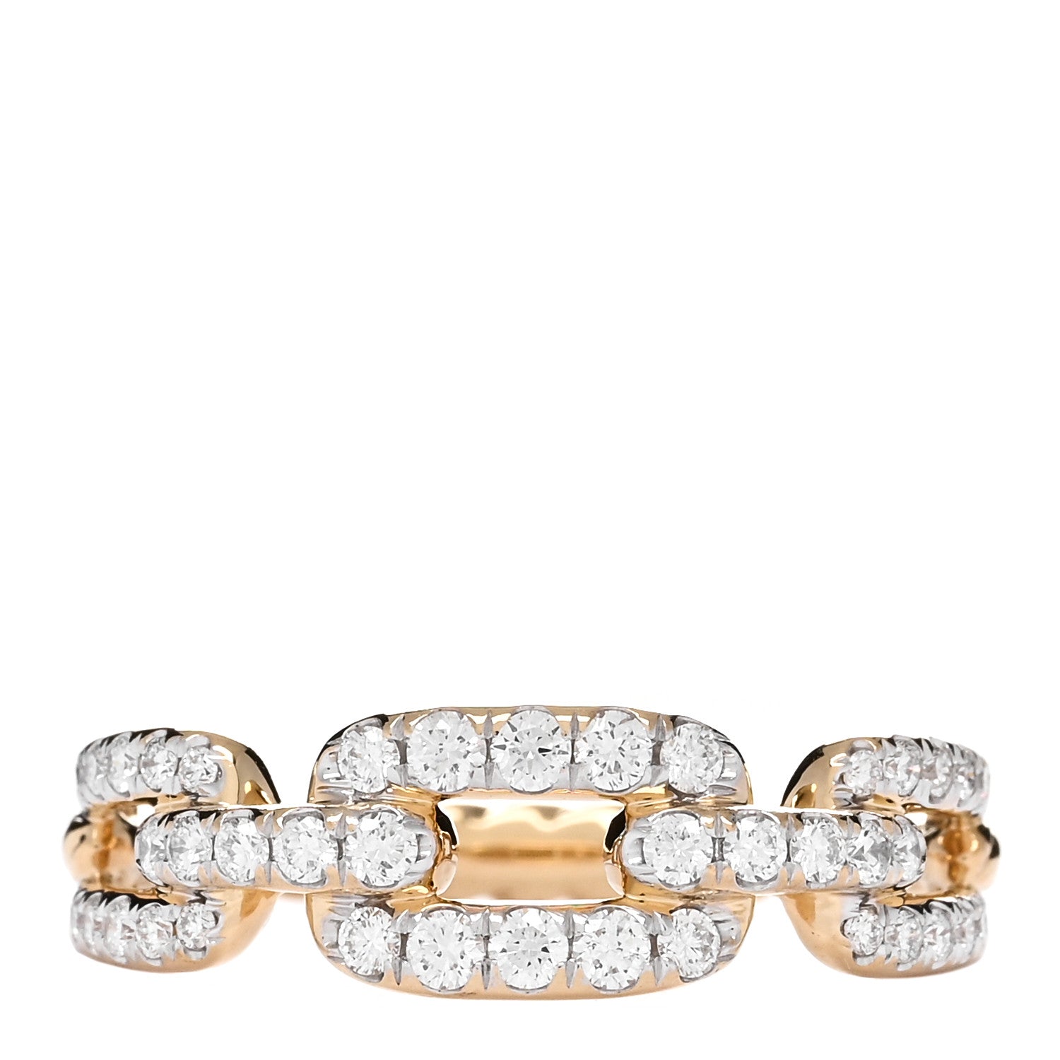David Yurman 18K Yellow Gold Diamond 7mm Stax Single Row Chain Link Ring 57 8 1 of 3