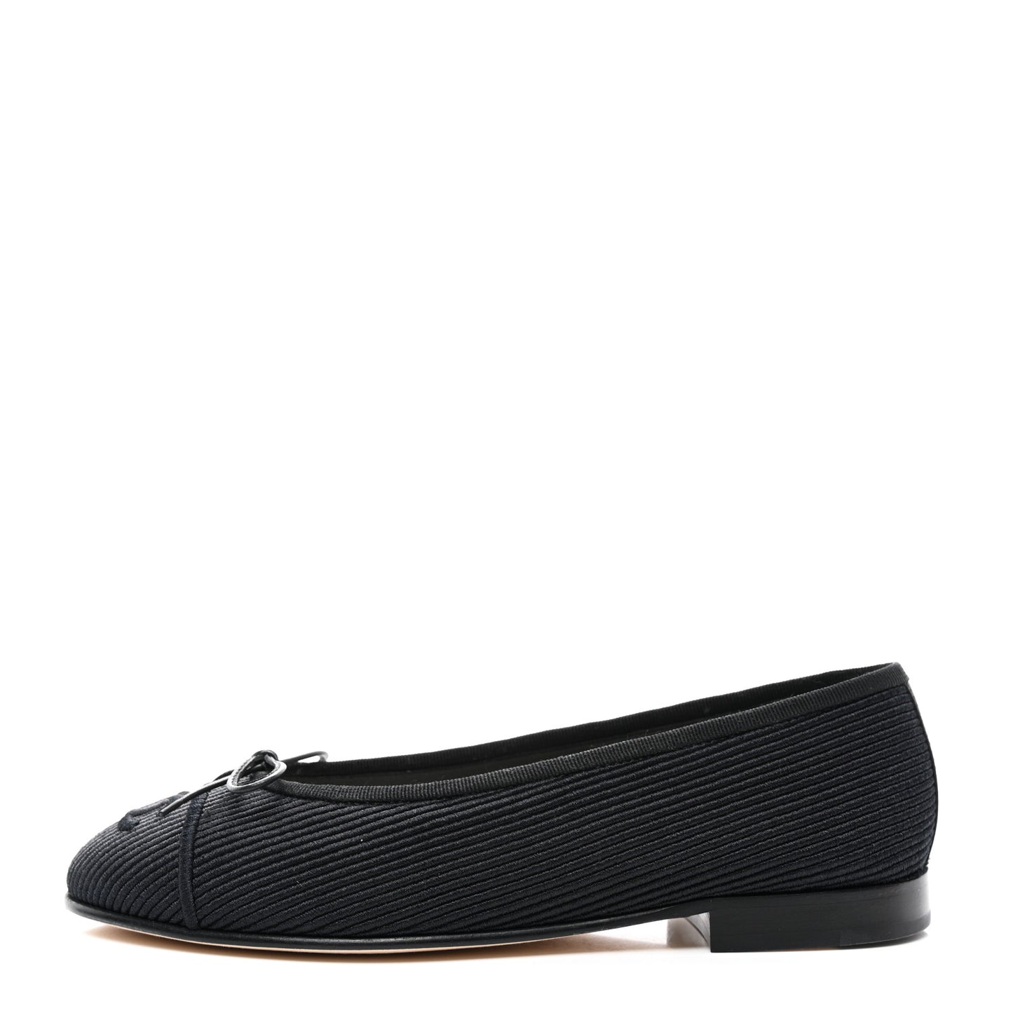 Embroidered Fabric Cap Toe CC Ballerina Flats 35.5 Black