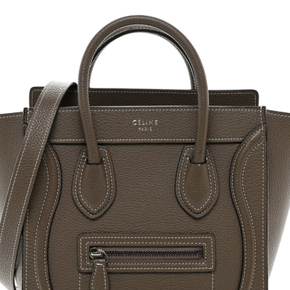 Celine Drummed Calfskin Nano Luggage Souris 8 of 13