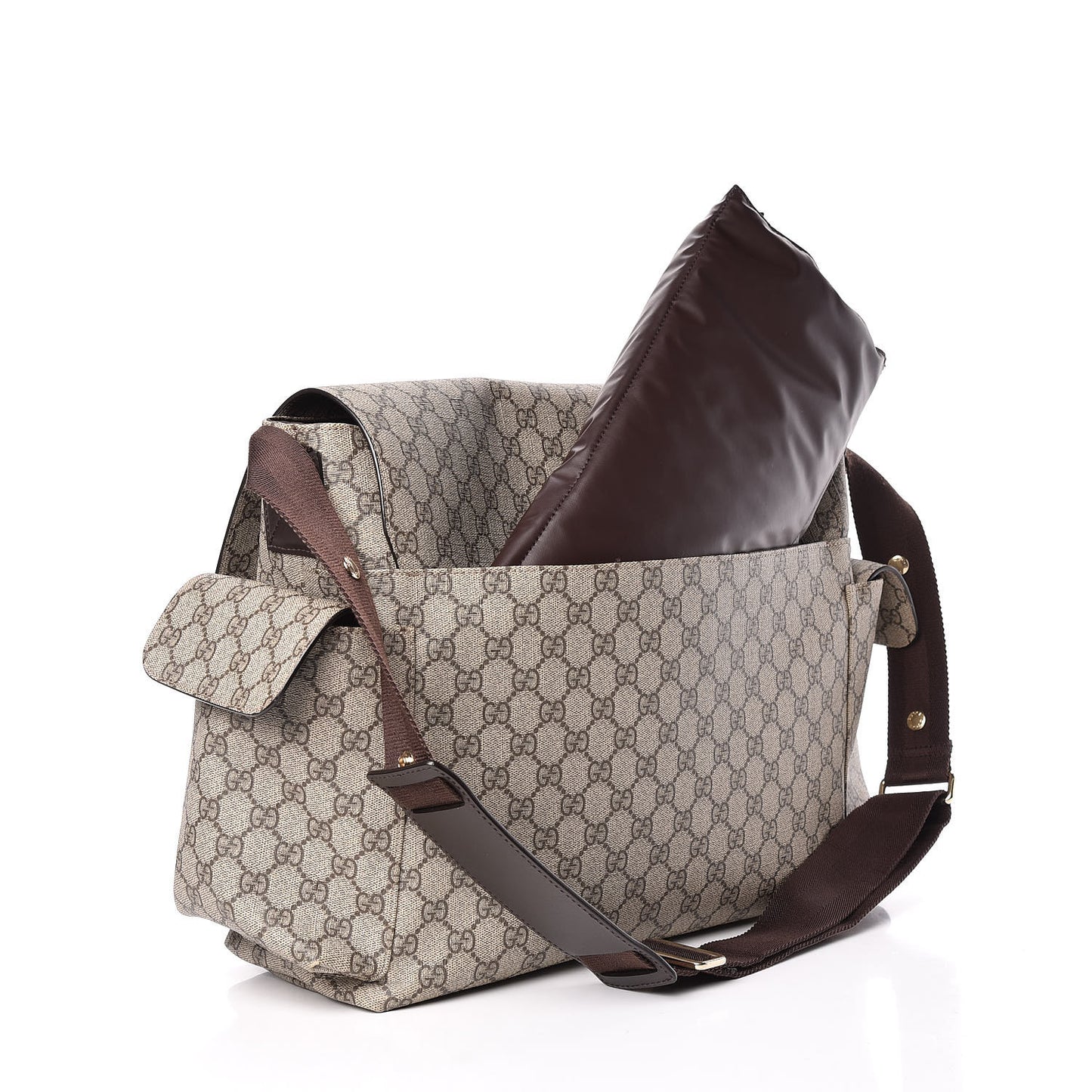 GG Plus Monogram Messenger Diaper Bag Dark Brown