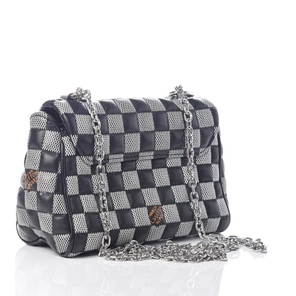 Louis Vuitton Calfskin Damier Twist Shoulder Bag BB Black White 3 of 8