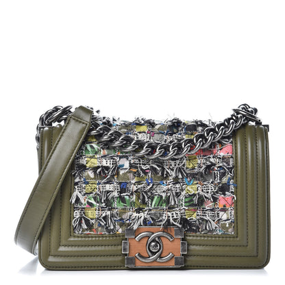 Chanel Tweed Lambskin Small Boy Flap Khaki 1 of 19