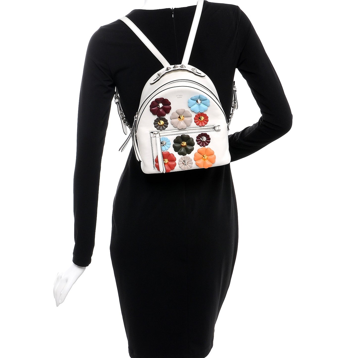 Vitello Century Nappa Flowerland Studded Mini Backpack White Ice Multicolor