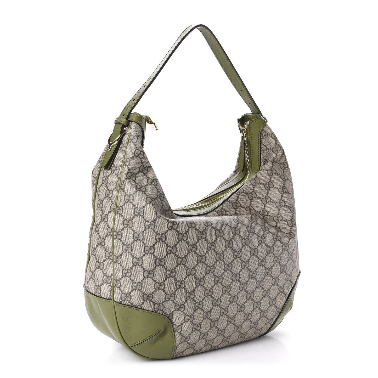 GG Supreme Monogram Margaux Calfskin Medium Nice Hobo Beige Ebony Green