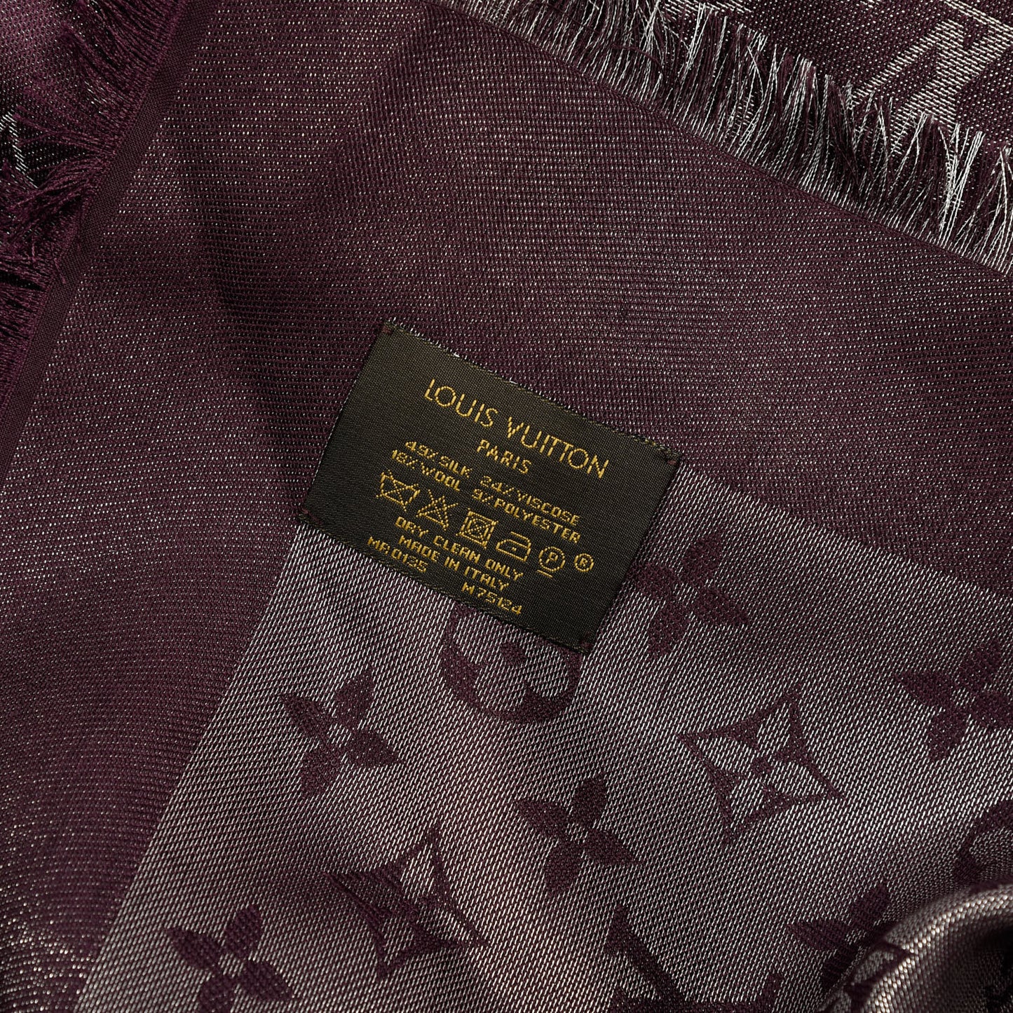 Silk Lurex Wool Monogram Shine Shawl Amarante