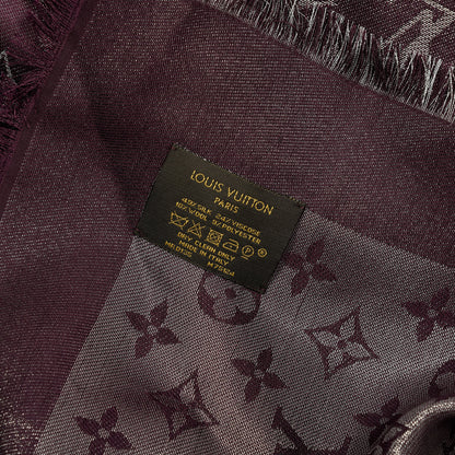 Louis Vuitton Silk Lurex Wool Monogram Shine Shawl Amarante 3 of 3