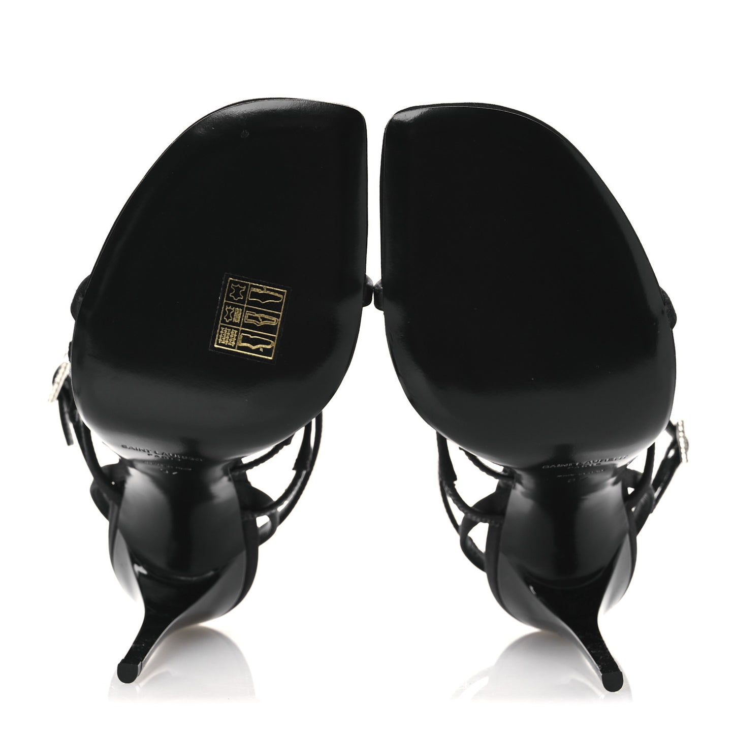 Crepe Satin Crystal Logo Jerry 110 Ankle Strap Sandals 37 Black
