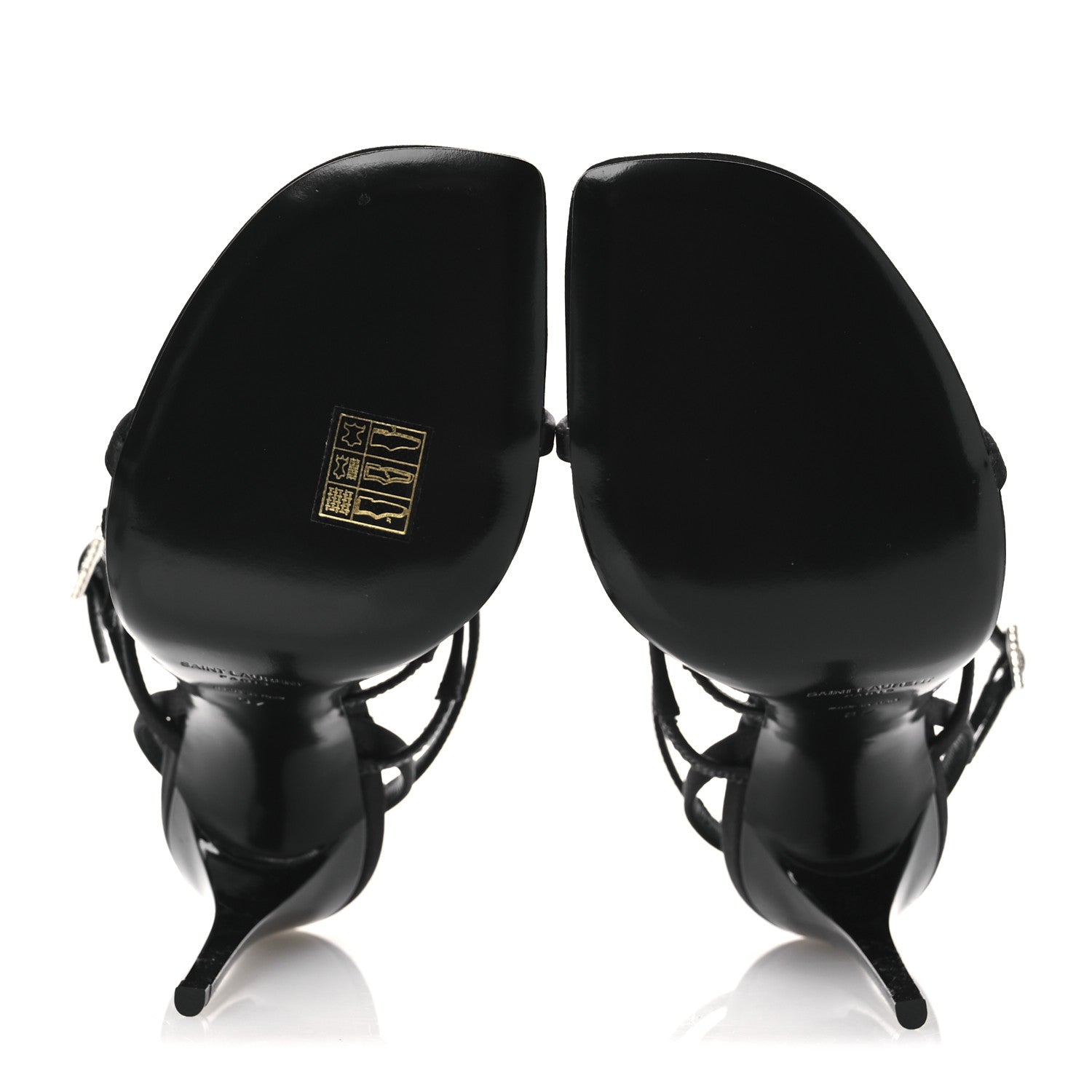 Saint Laurent Crepe Satin Crystal Logo Jerry 110 Ankle Strap Sandals 37 Black 7 of 11