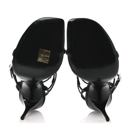 Saint Laurent Crepe Satin Crystal Logo Jerry 110 Ankle Strap Sandals 37 Black 7 of 11
