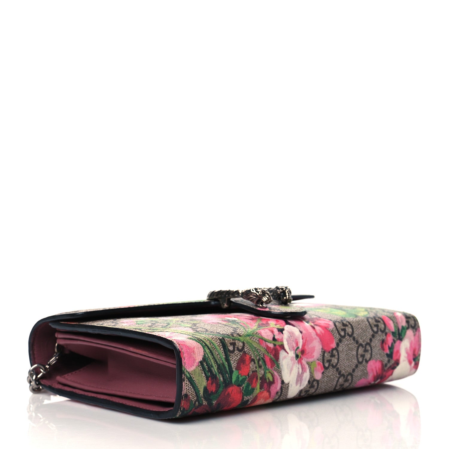 Gucci GG Supreme Monogram Blooms Mini Dionysus Chain Wallet Beige Multicolor Dry Rose 4 of 11