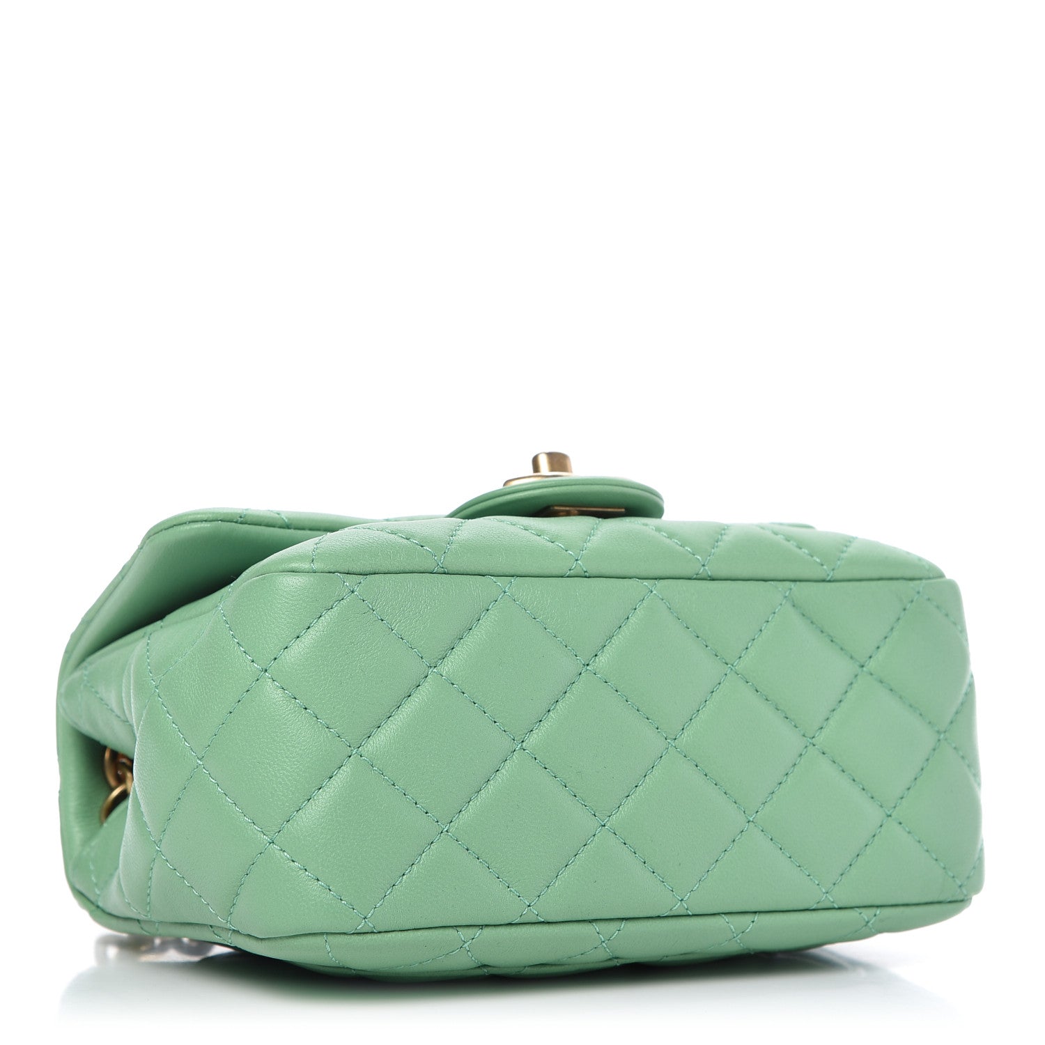 Chanel Lambskin Resin Quilted Mini Pearl Samba Square Flap Green 4 of 9