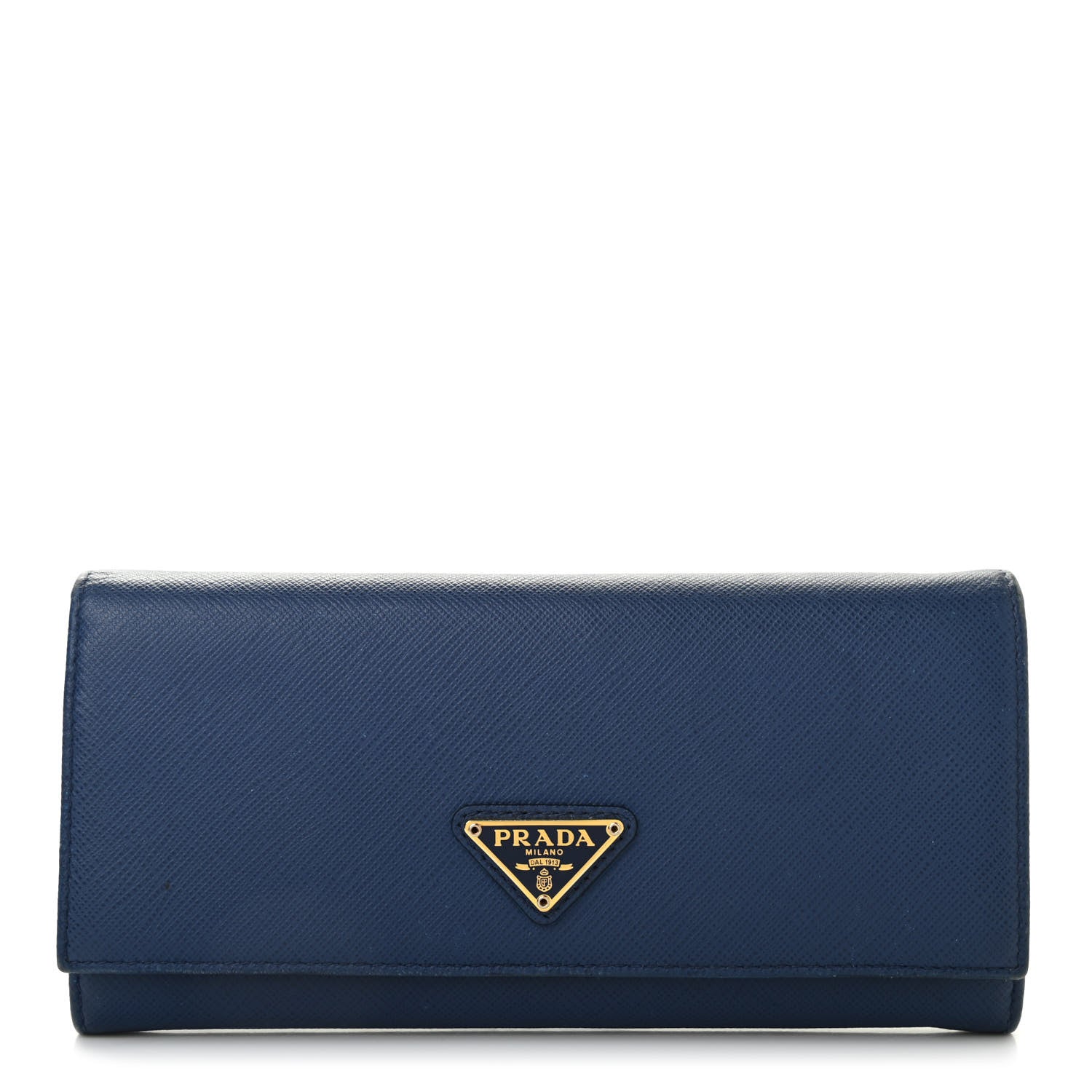 Prada Saffiano Triangle Continental Flap Wallet Bleuette 1 of 11