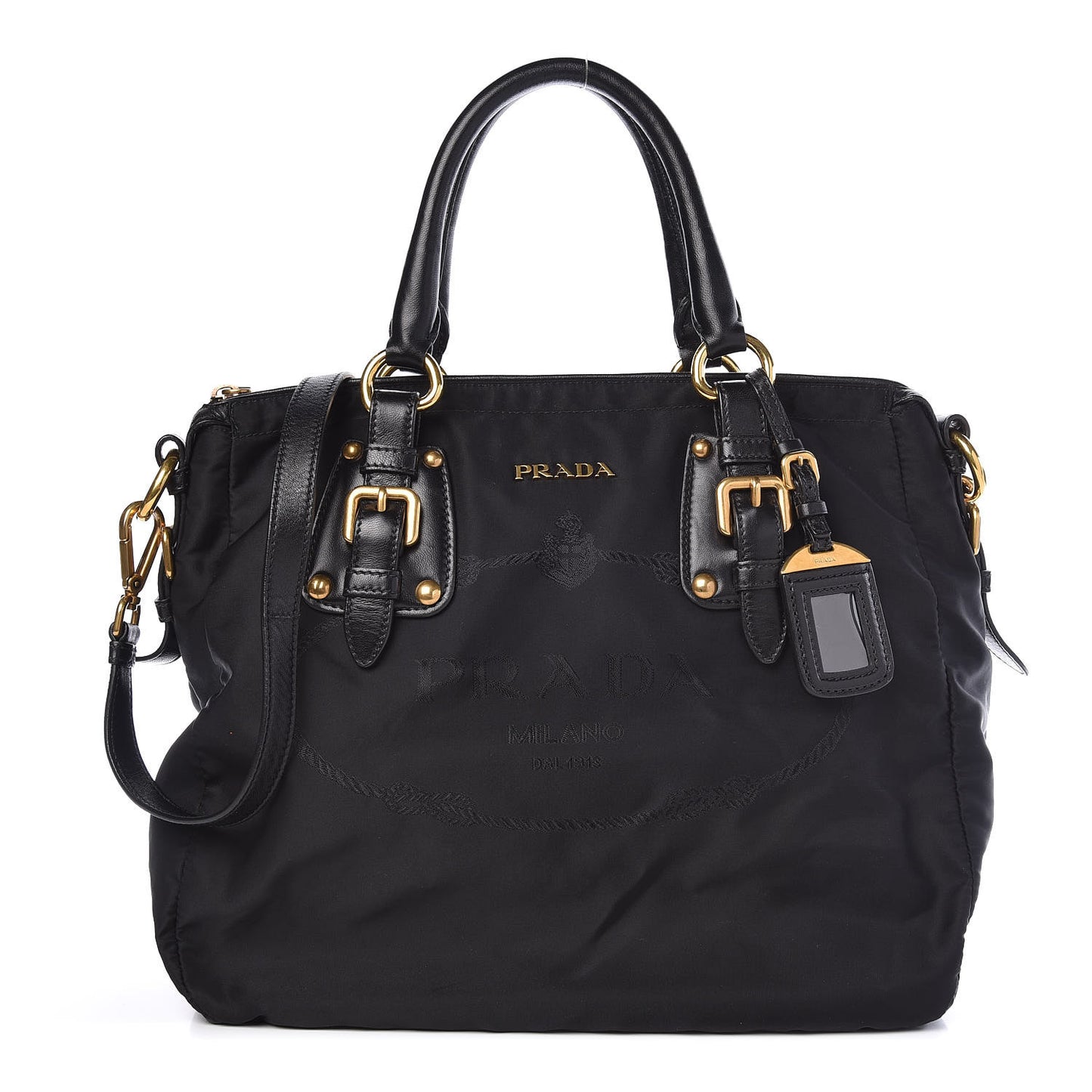 Tessuto Nylon Jacquard Logo Tote Black