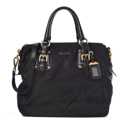 Prada Tessuto Nylon Jacquard Logo Tote Black 1 of 9