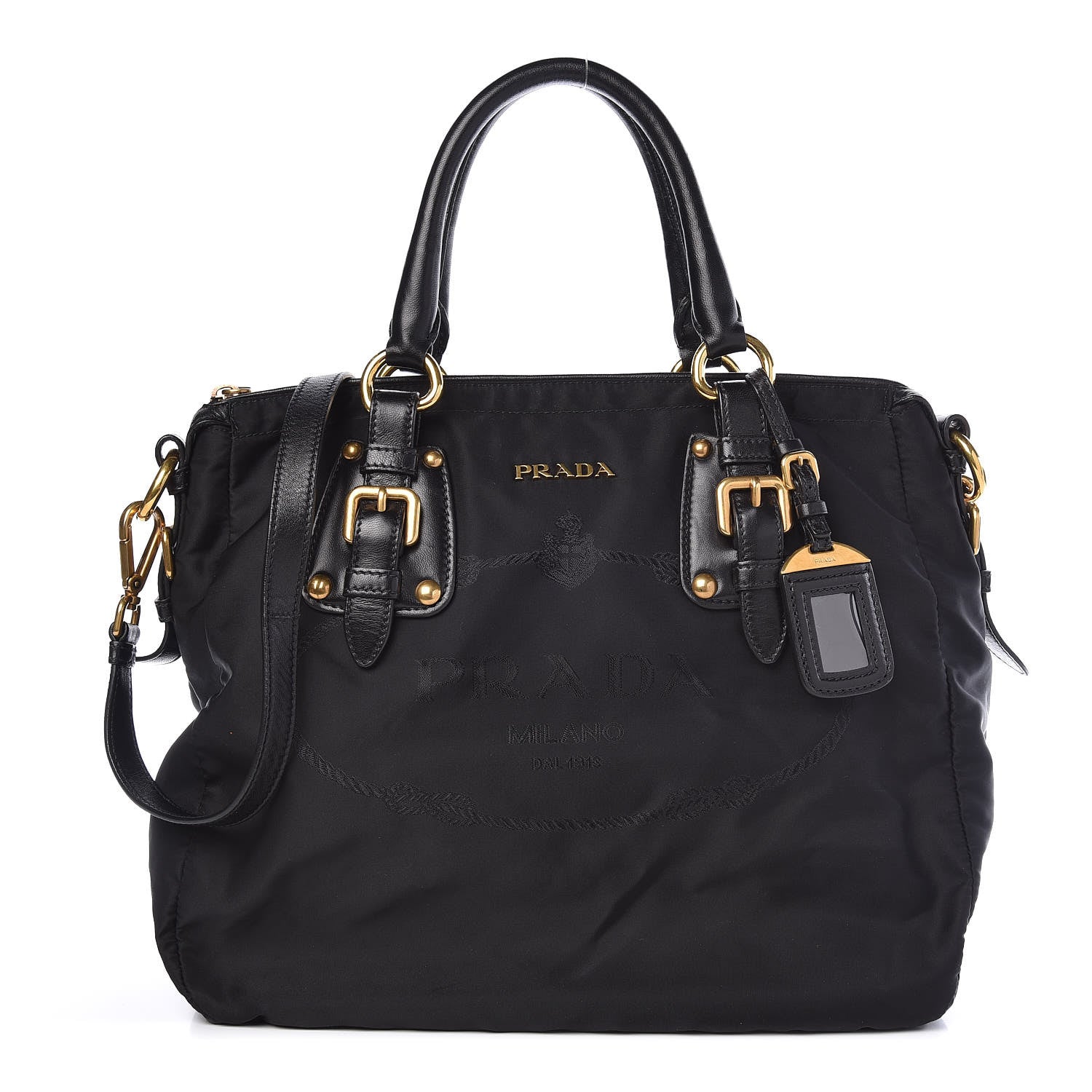 Prada Tessuto Nylon Jacquard Logo Tote Black 1 of 10