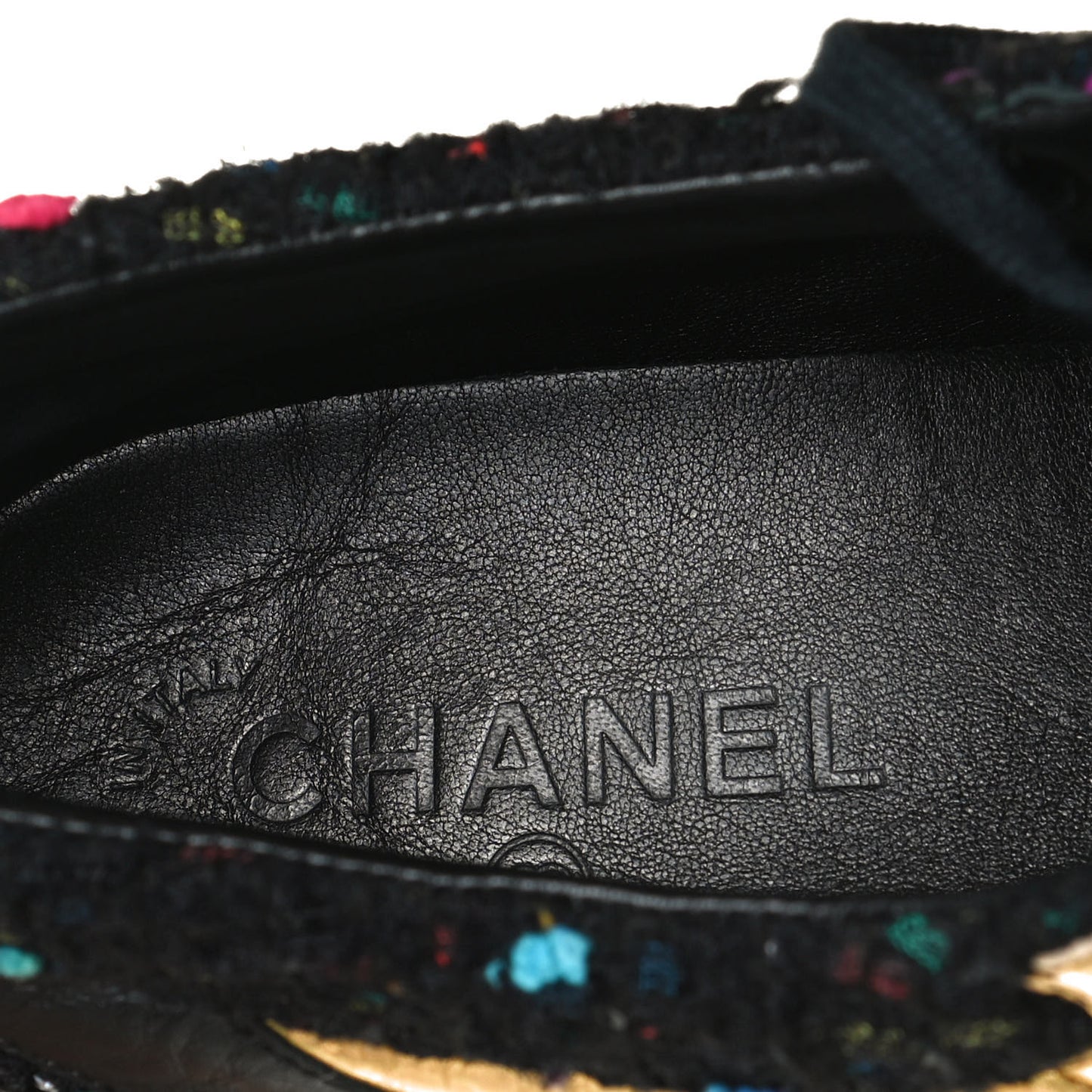 Tweed Lambskin Runway Sneakers 40 Black Multicolor