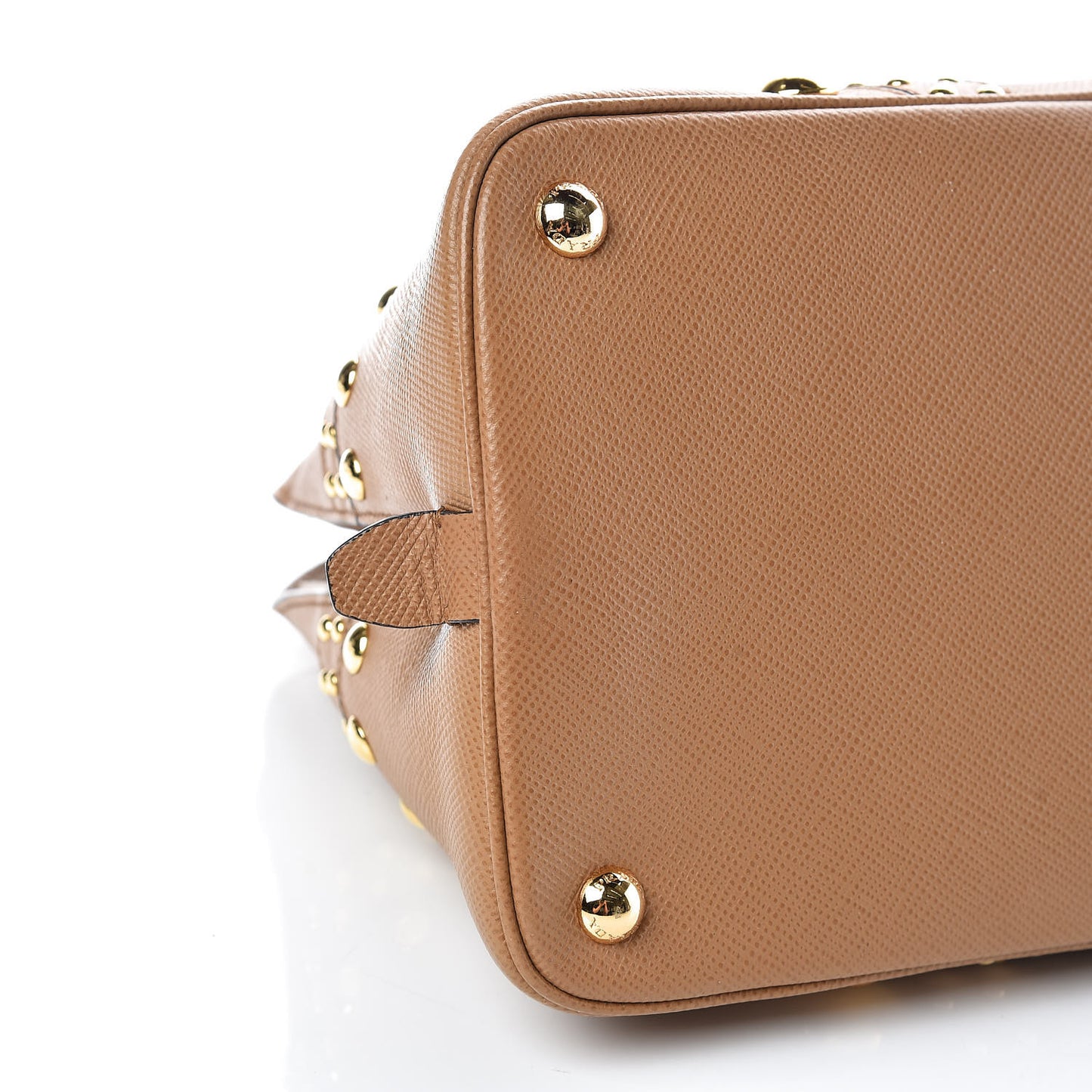 Saffiano Studded Bijou Tote Caramel