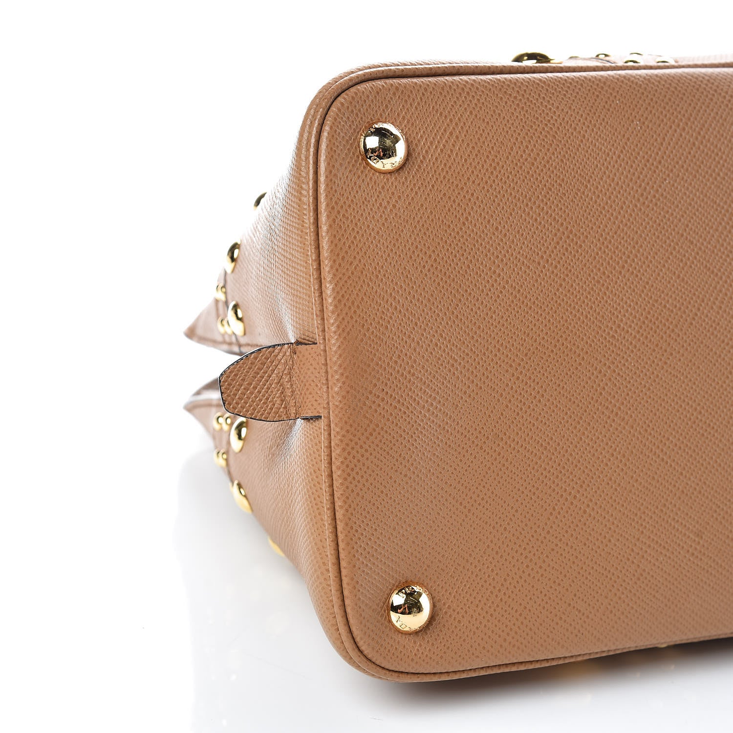 Prada Saffiano Studded Bijou Tote Caramel 5 of 11