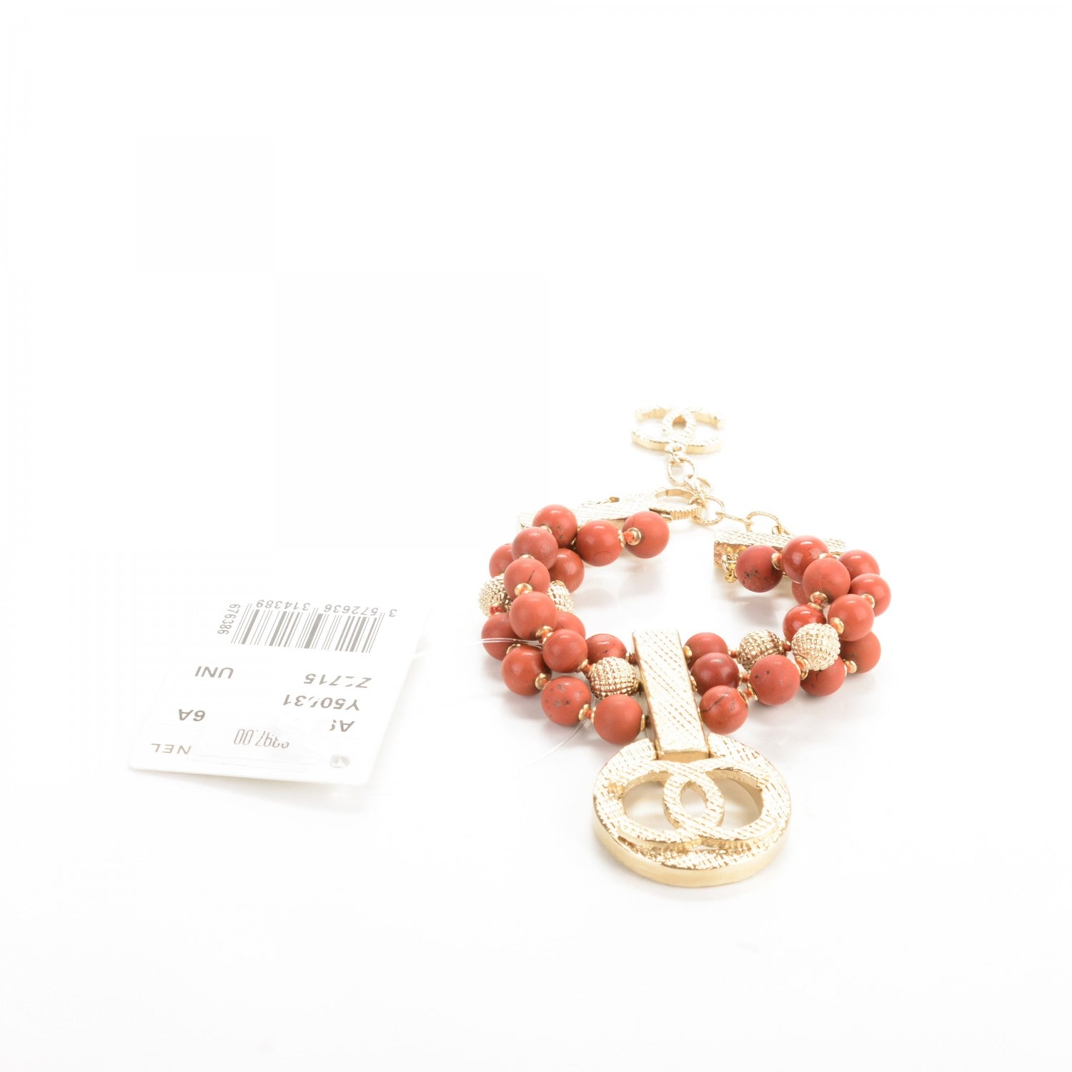 Chanel Beaded Multistrand Drop CC Bracelet Golden Red 4 of 5