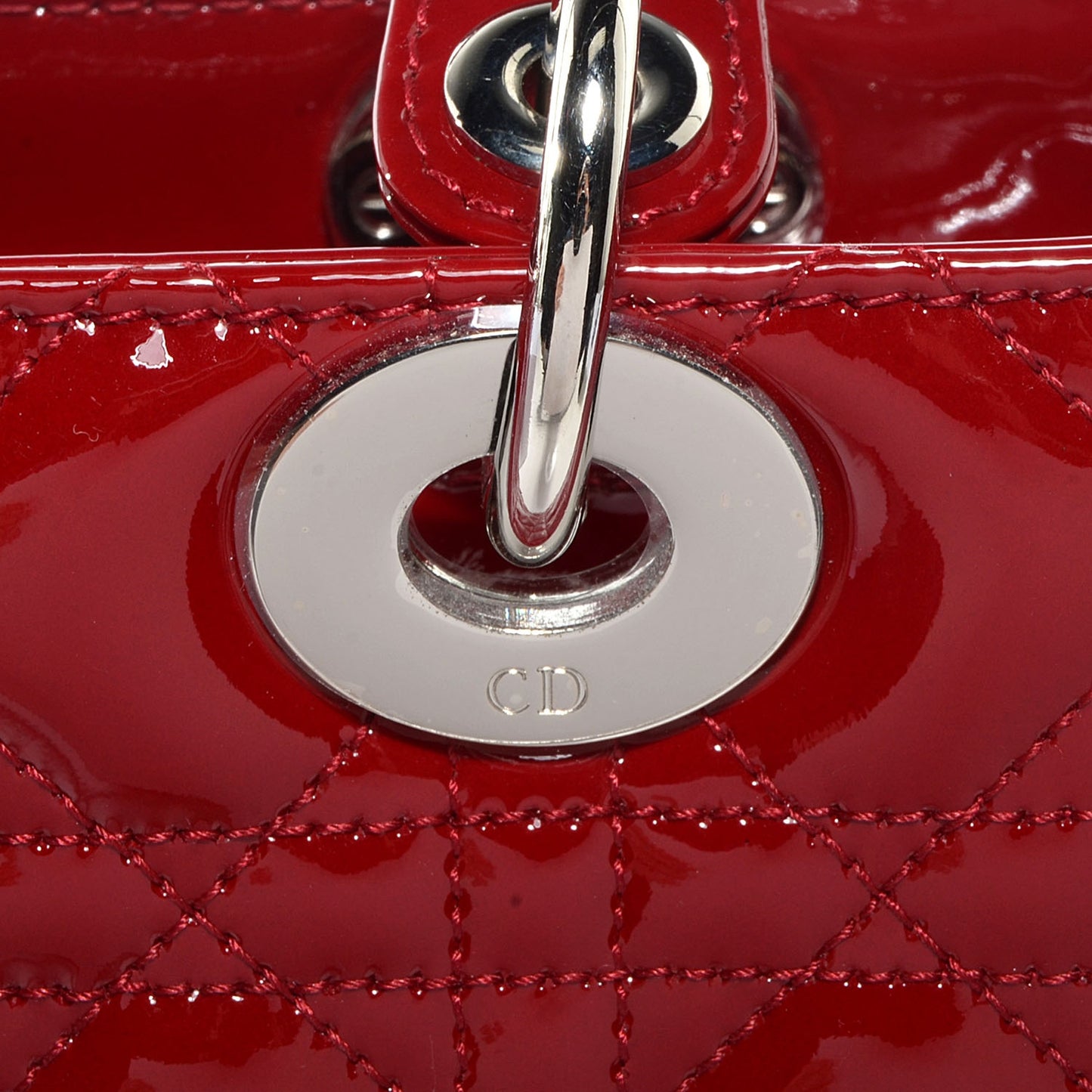 Patent Cannage Medium Lady Dior Red