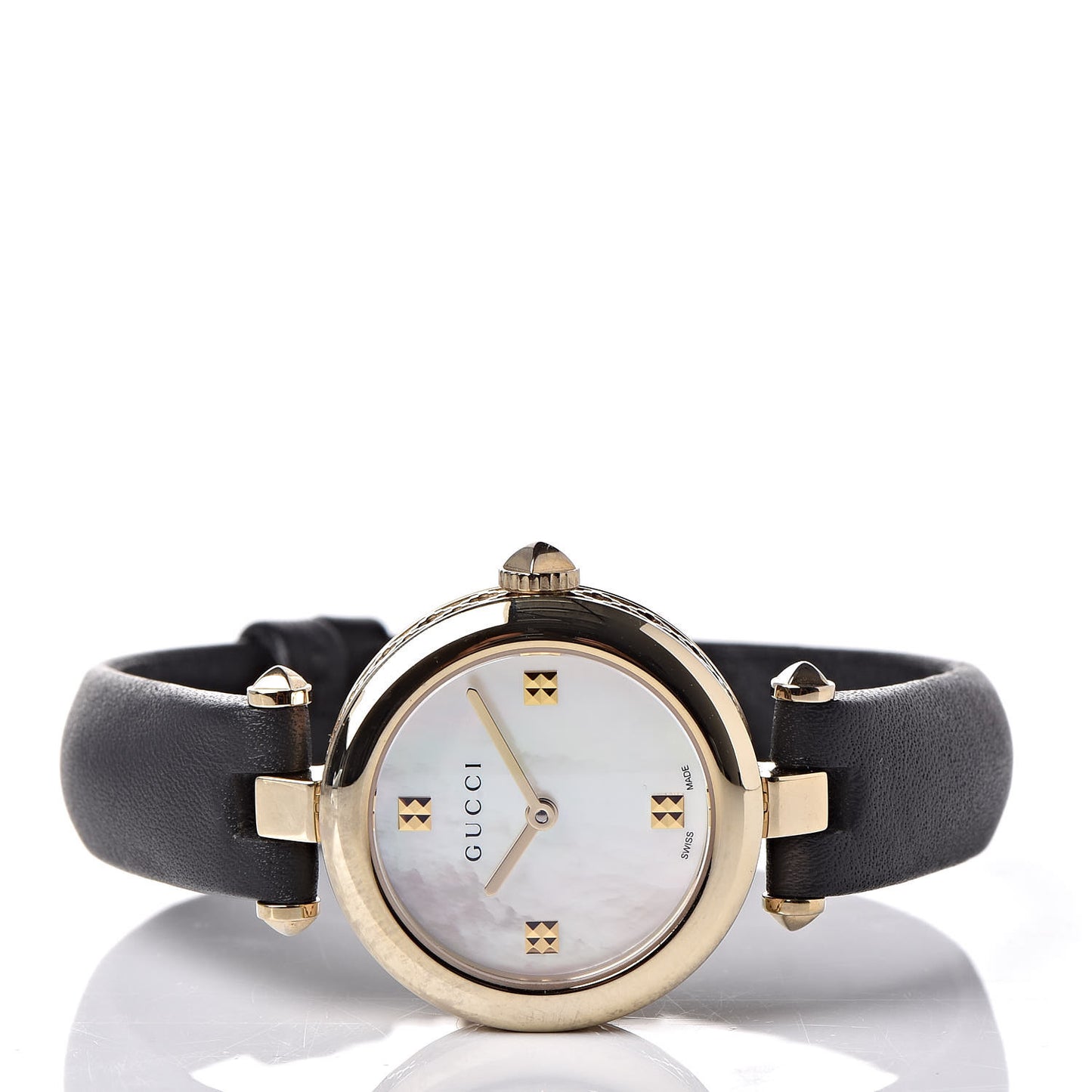 Stainless Steel Calfskin Mother of Pearl 27mm Diamantissima Quartz Watch