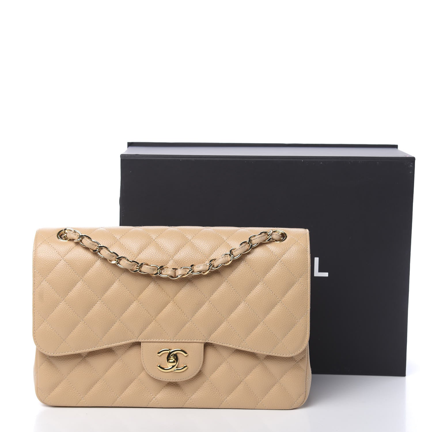 Chanel Caviar Quilted Jumbo Double Flap Beige 16 of 16