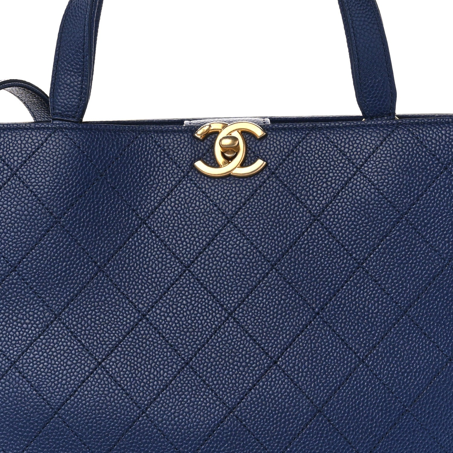 Chanel Caviar Stitched Large Shopping Tote Bag Blue 8 of 10