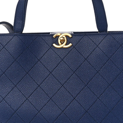 Chanel Caviar Stitched Large Shopping Tote Bag Blue 8 of 10