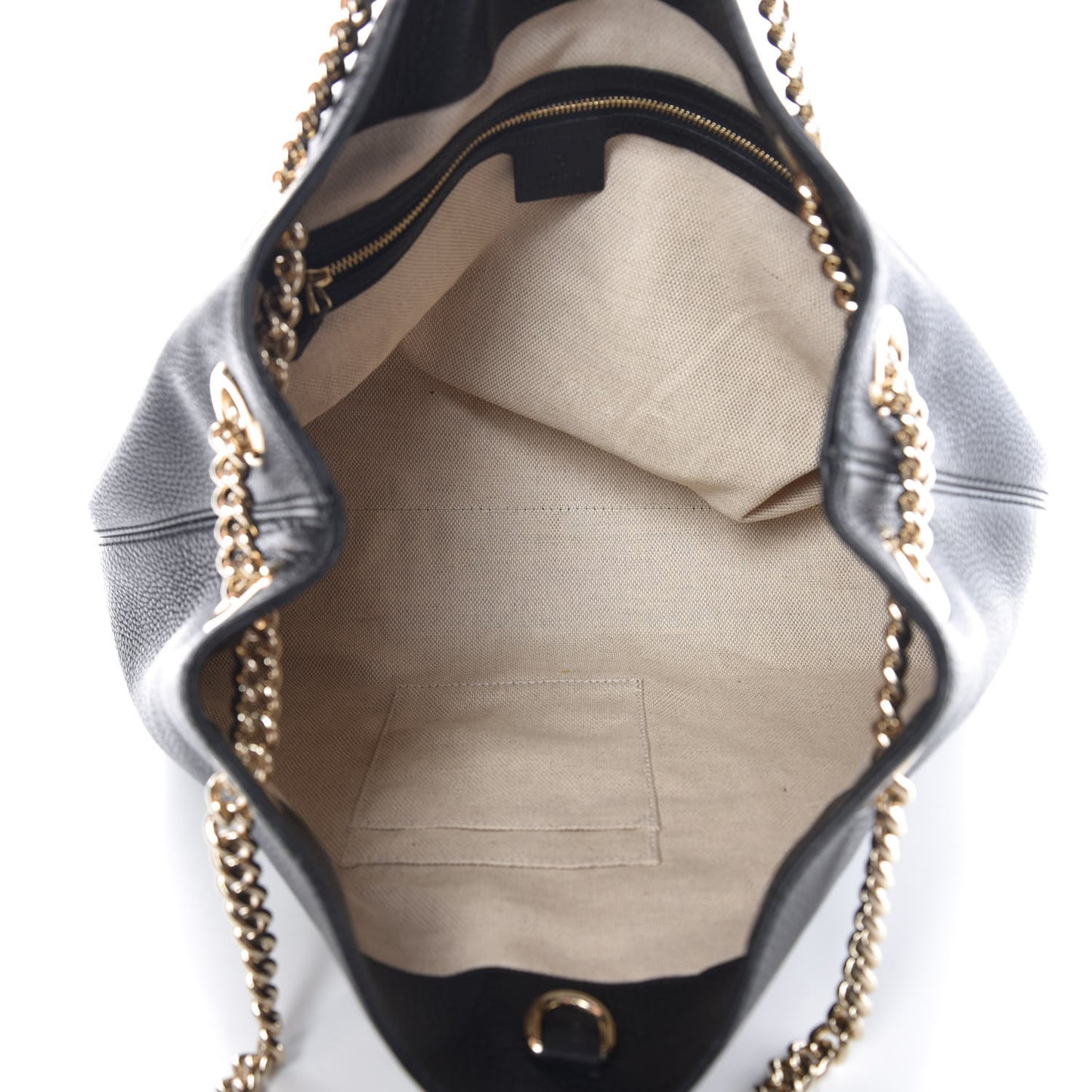 Pebbled Calfskin Medium Soho Chain Shoulder Bag Black
