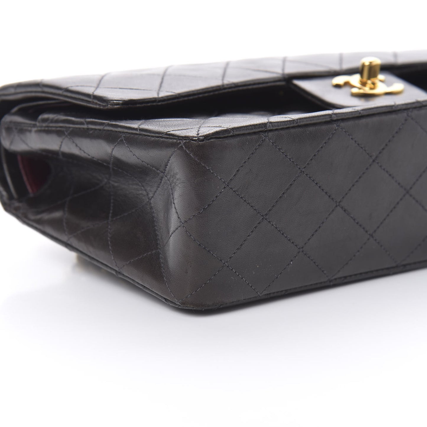 Lambskin Quilted Medium Double Flap Black