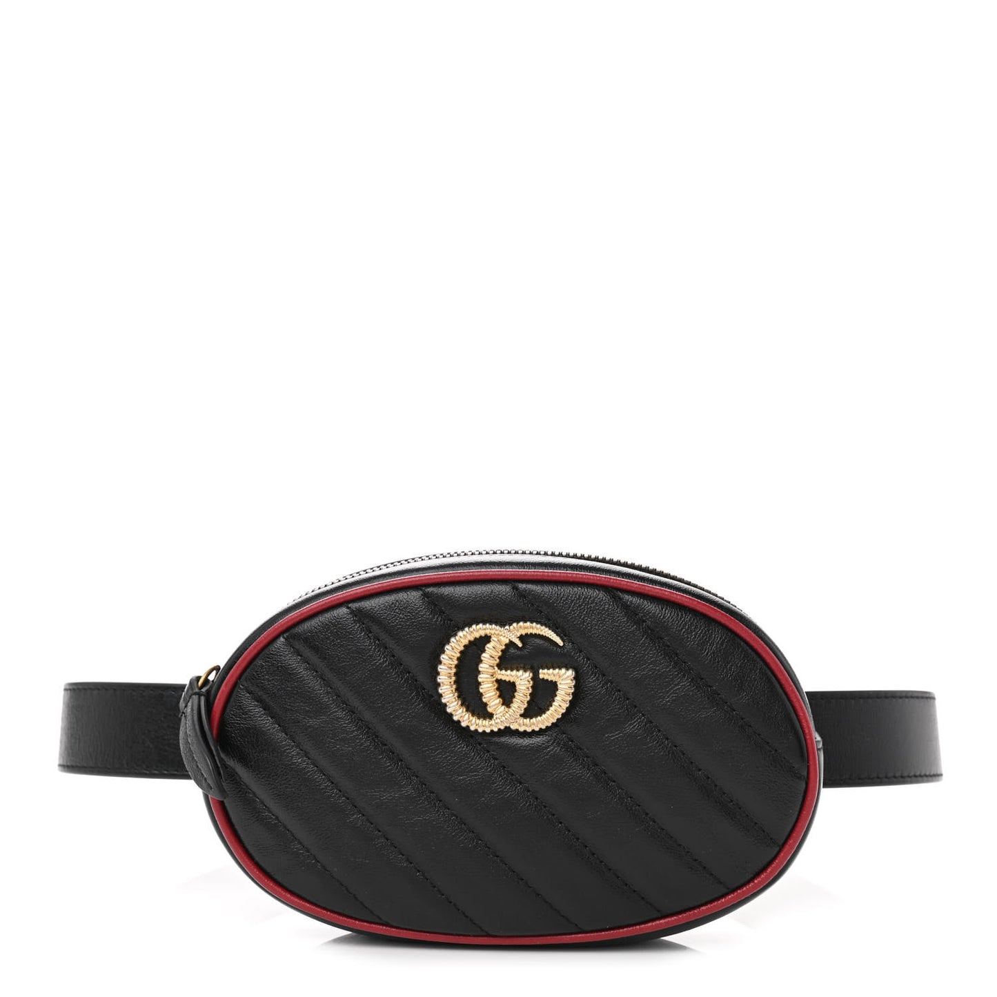 Azalea Calfskin Matelasse Diagonal Torchon GG Marmont Belt Bag 85 34 Black Romantic Cerise