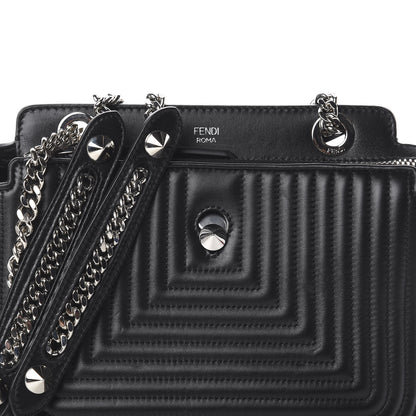Fendi Shiny Nappa Trapuntata Chain Small DotCom Click Chain Satchel Black 9 of 9