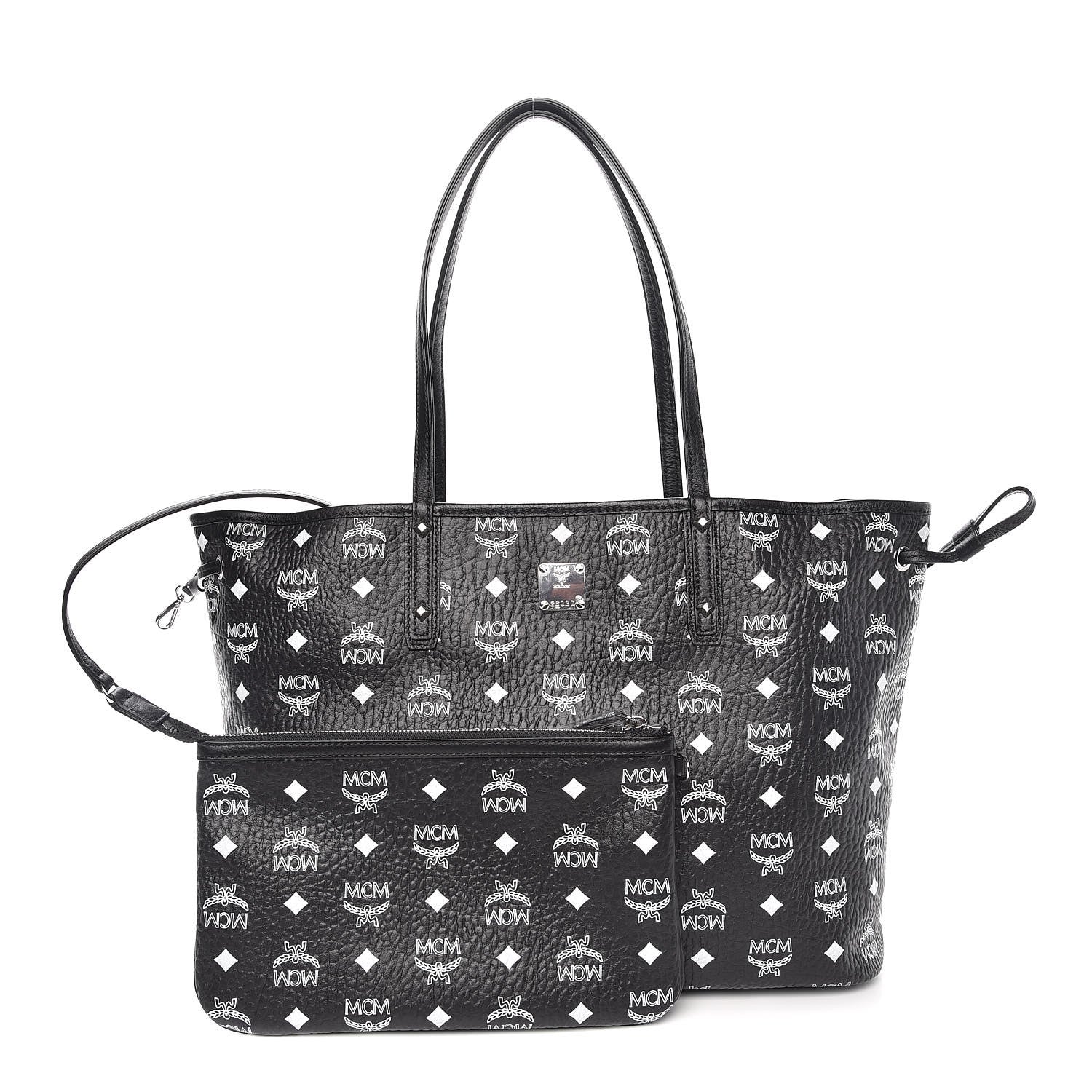 MCM Visetos Medium Reversible Shopper Tote Black 1 of 15