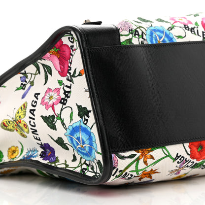 Balenciaga X GUCCI Canvas Azalea Calfskin Flora Logo Print Neo Classic Silver Hardware Medium City White Multicolor Black 9 of 12