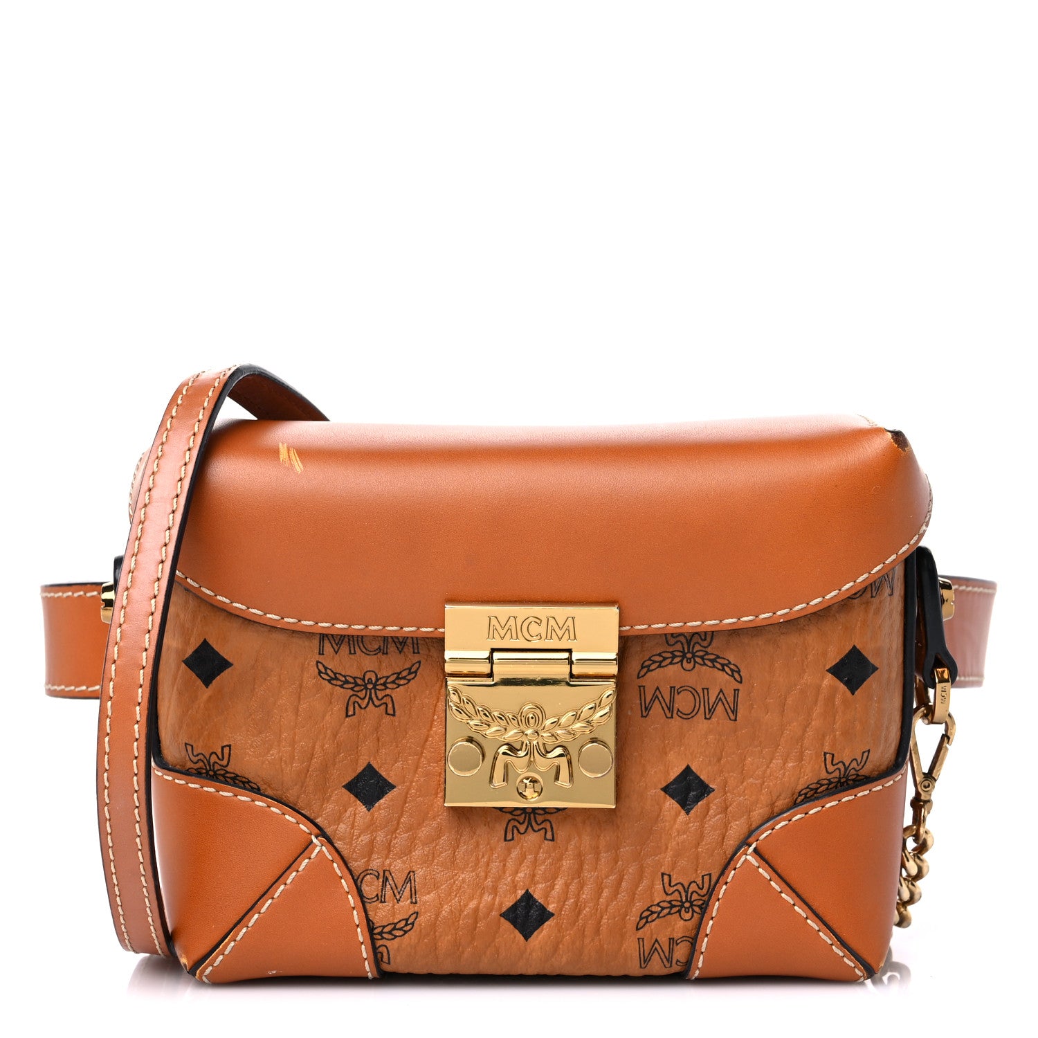 MCM Visetos Soft Berlin Convertible Belt Bag Cognac 1 of 15