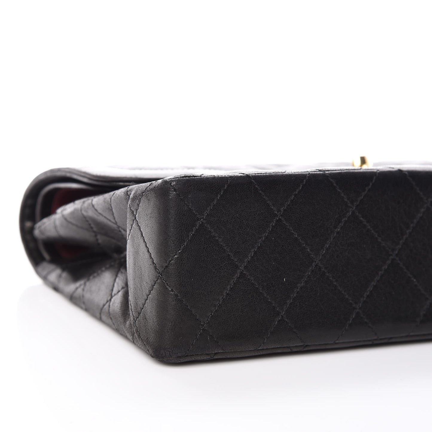 Lambskin Quilted Medium Double Flap Black